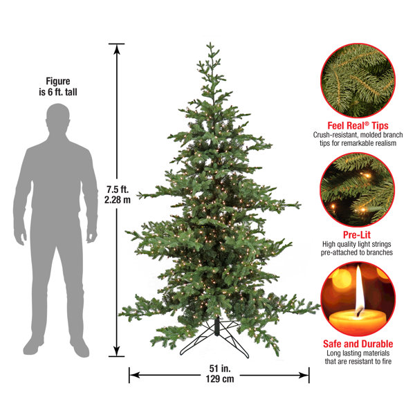 HGTV Home Collection Lighted Artificial Cedar Christmas Tree | Wayfair